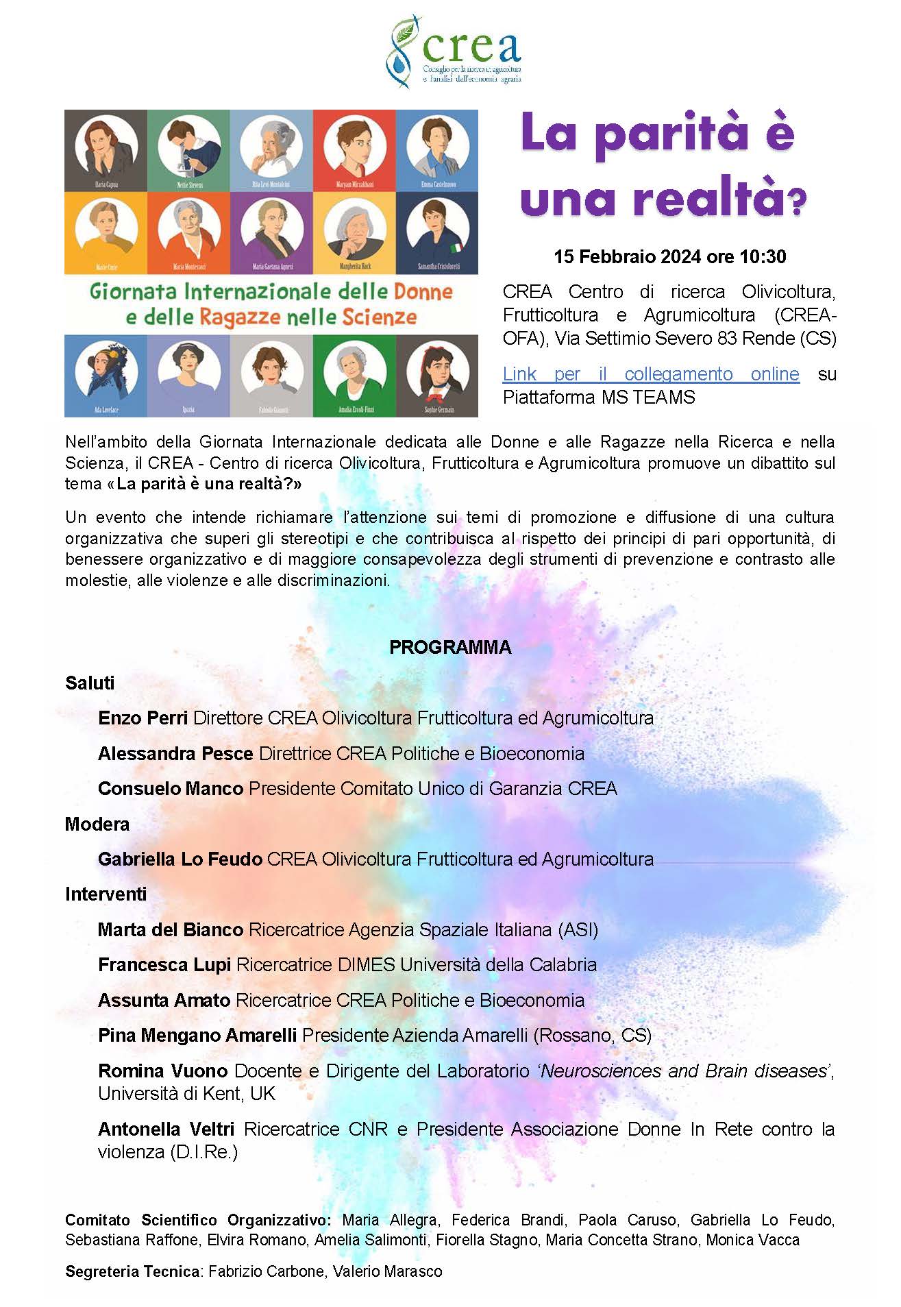 Dibattito sul tema la parità e una realta? 15/02/2024 CREA Rende
