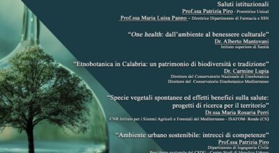 Biodiversità, ambiente e salute: l’approccio one health – 20/06/2024 – UNICAL, Aula Circolare ore 16.00