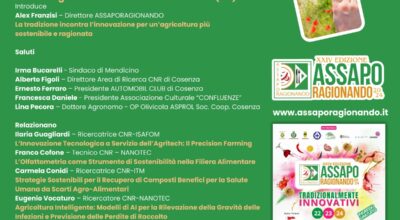 SCIENZA E TECNOLOGIA PER L’AGRICOLTURA SOSTENIBILE: PARADIGMI IN EVOLUZIONE – 24/11/2024 ore 17.30 – Rosario di Mendicino (CS)