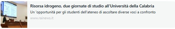 L’evento Ricerca e Sviluppo sull’idrogeno sul TGR Calabria