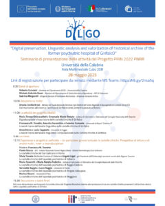 Seminario di presentazione delle attività del PRIN 2022 PNRR DILIGO